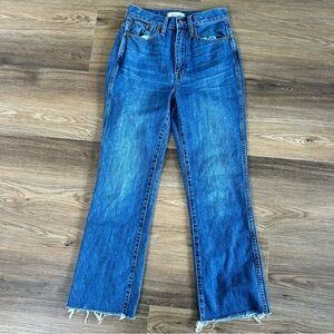 Madewell‎ Jeans Womens 24 Blue Rigid Cali Demi-Boot Crop Fray Hem Denim Classic